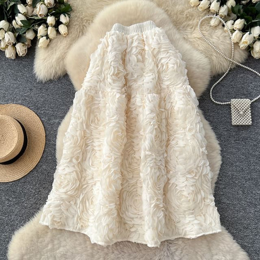 Cinched Plain Maxi A-Line Skirt