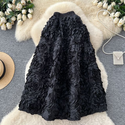 Cinched Plain Maxi A-Line Skirt
