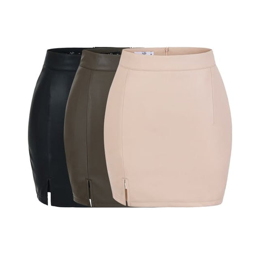 Side-Slit Mini Pencil Skirt with High Rise