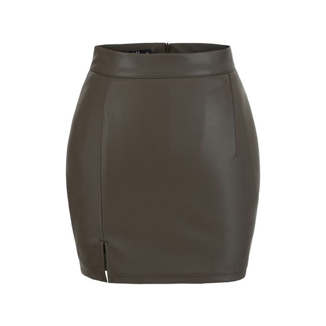 Side-Slit Mini Pencil Skirt with High Rise