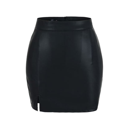 Side-Slit Mini Pencil Skirt with High Rise