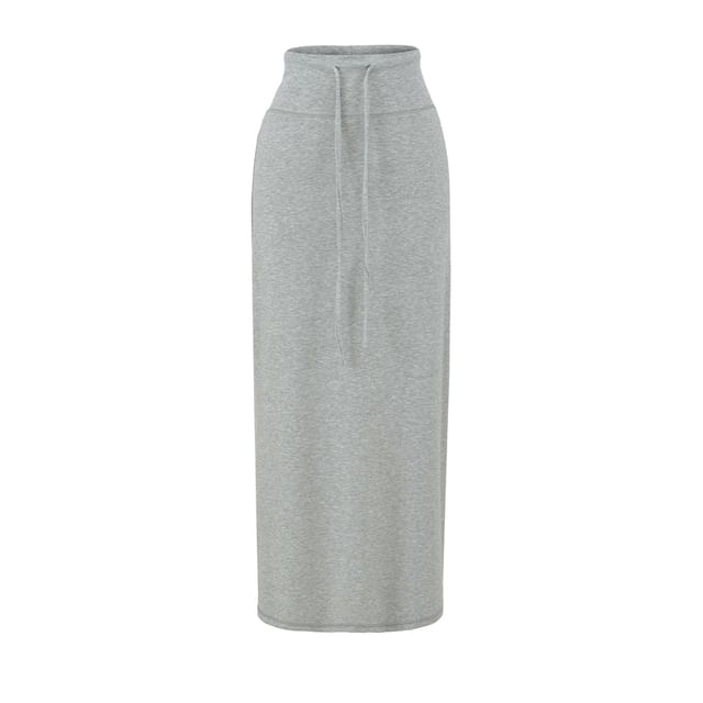 Drawstring Waist Plain Midi Pencil Skirt