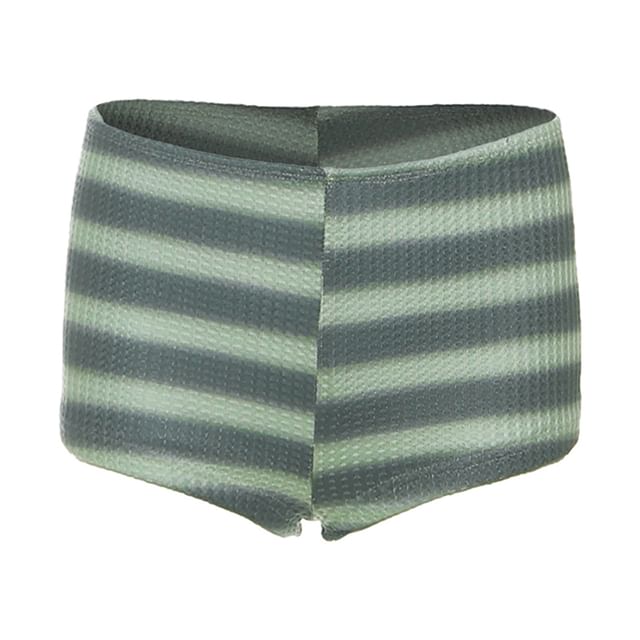 One Shoulder Striped Crop Top and Mid Rise Shorts
