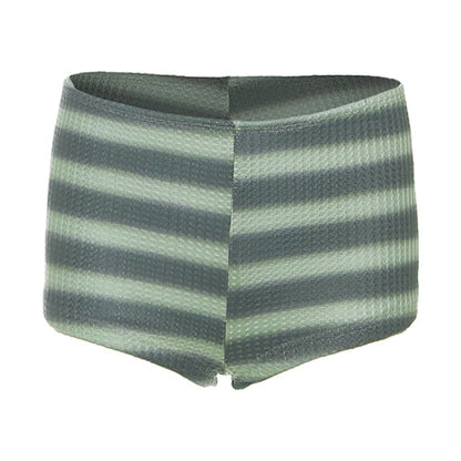 One Shoulder Striped Crop Top and Mid Rise Shorts
