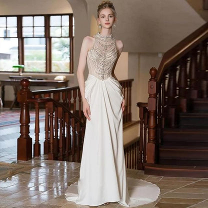 Sleeveless Glitter Mermaid Evening Gown