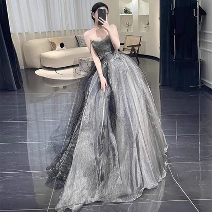 Spaghetti Strap Sheer A-Line Evening Ball Gown