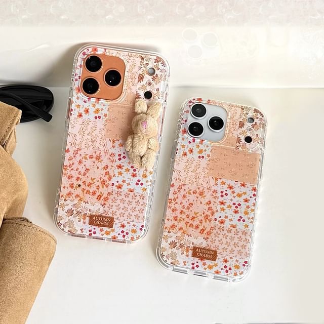 Leaf Phone Case / Rabbit Chenille Adhesive Decoration / Set