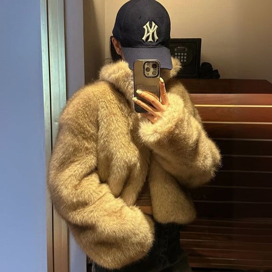 Stand Collar Fluffy Jacket