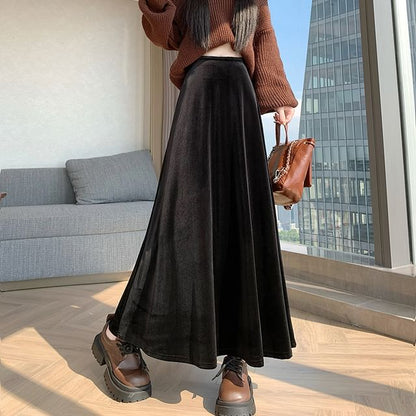 High Waist Maxi A-Line Skirt
