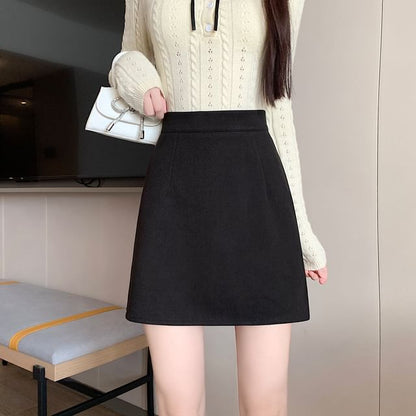 High Waist Mini A-Line Skirt