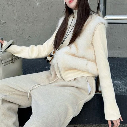 Collared Faux Fur Zip Jacket