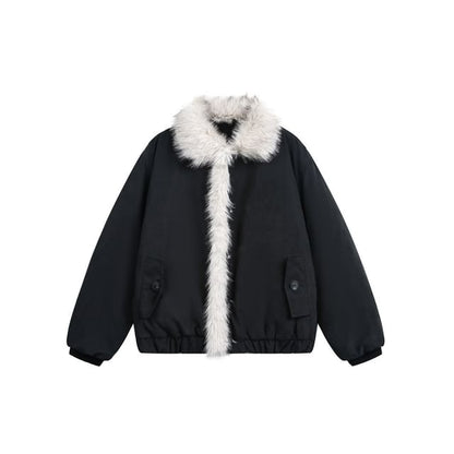 Furry-Trim Padded Jacket