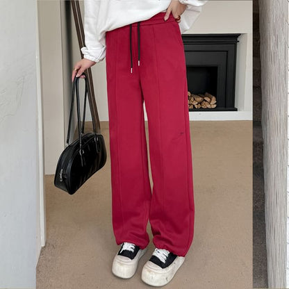 Plus Size Drawstring Waist Lettering Embroidered Loose Fit Sweatpants