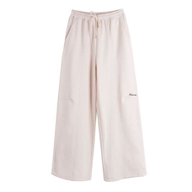 Plus Size Drawstring Waist Lettering Embroidered Loose Fit Sweatpants