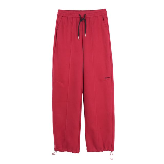 Plus Size Drawstring Waist Lettering Embroidered Loose Fit Sweatpants