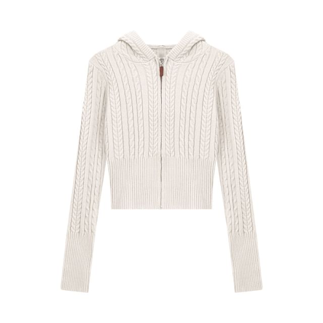 Chunky Zip-Up Cropped Knit Sweater