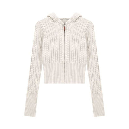 Chunky Zip-Up Cropped Knit Sweater