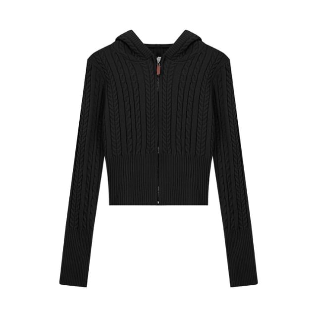 Chunky Zip-Up Cropped Knit Sweater