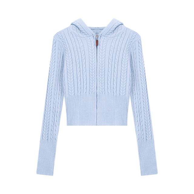 Chunky Zip-Up Cropped Knit Sweater