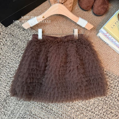 Tiered Mesh Mini A-Line Skirt - Elastic Waist