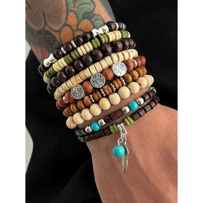 Set of 9: Alloy Bead Bracelet