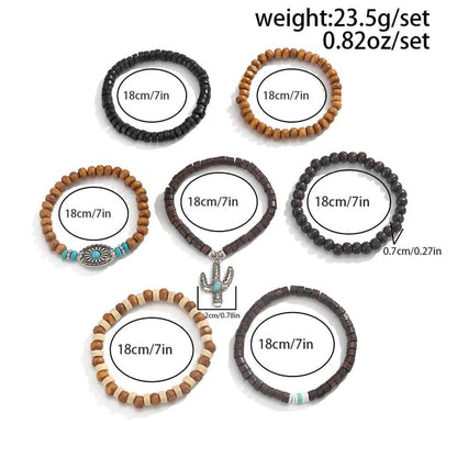 Set of 7: Alloy Bead Bracelet