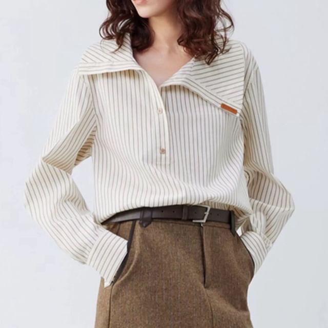 Classic Striped Collared Long-Sleeve Shirt