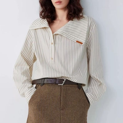 Classic Striped Collared Long-Sleeve Shirt
