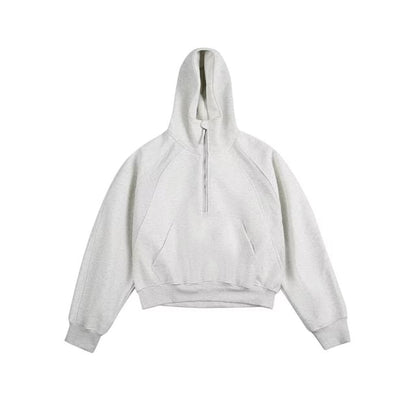 Raglan Half-Zip Stand-Collar Hoodie