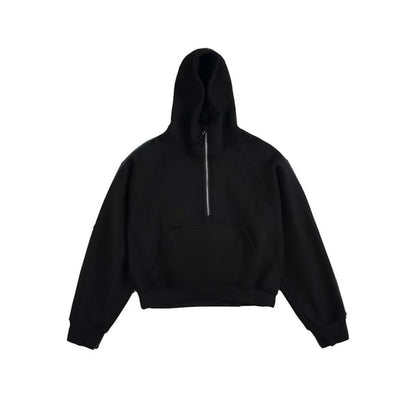 Raglan Half-Zip Stand-Collar Hoodie