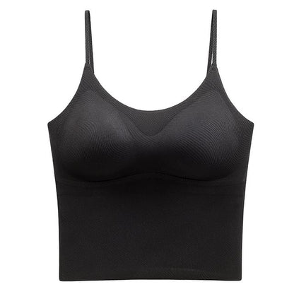 Padded Crop Cami Top with Scoop Neck and Solid Finish