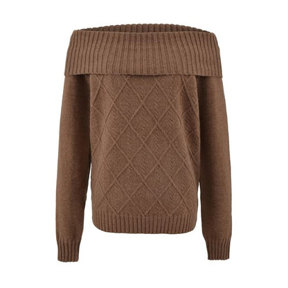 Cable Knit Off-Shoulder Sweater in Solid Tone