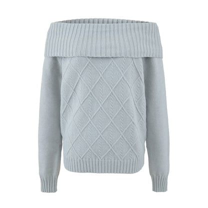 Cable Knit Off-Shoulder Sweater in Solid Tone