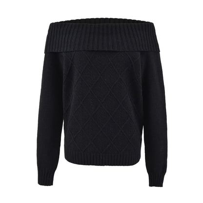 Cable Knit Off-Shoulder Sweater in Solid Tone