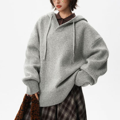 Solid Hooded Sweater for Everyday Wear
