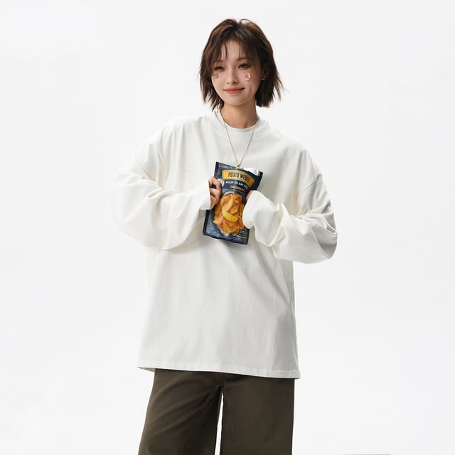 Drawstring Waist Crew Neck Tee in Solid Color