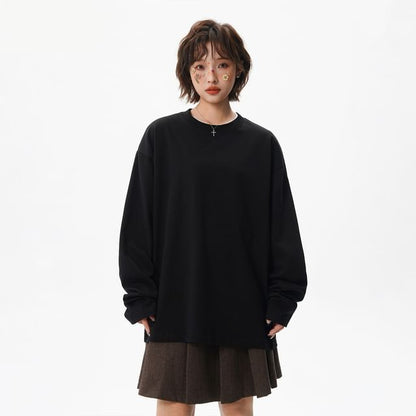 Drawstring Waist Crew Neck Tee in Solid Color