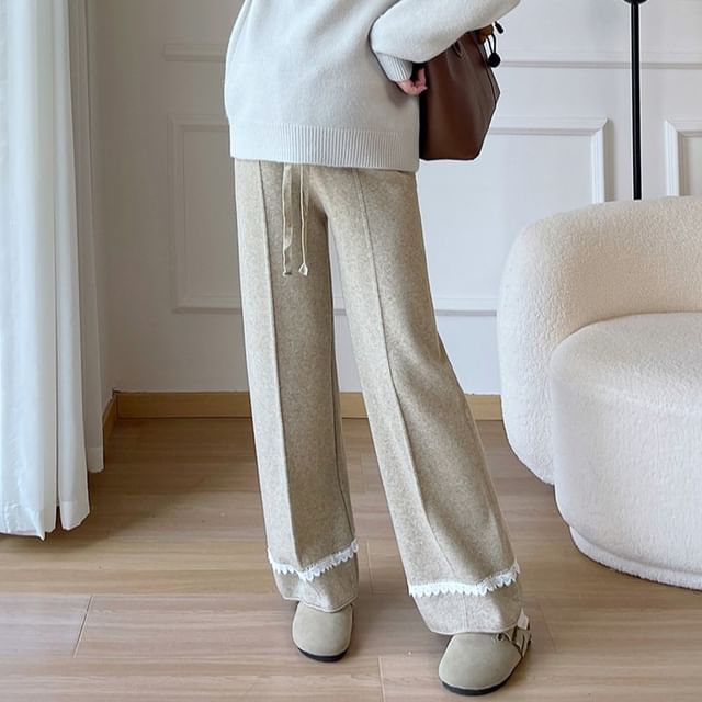 Maternity Crew Neck Raglan Sweater with Drawstring Waist Loose Pants