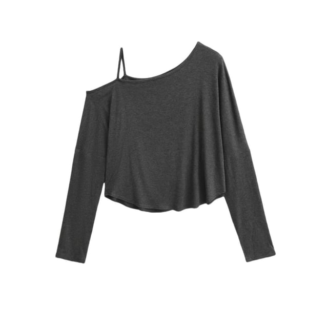 Cold Shoulder Long-Sleeve Top in Solid Style