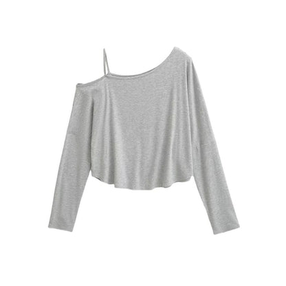Cold Shoulder Long-Sleeve Top in Solid Style