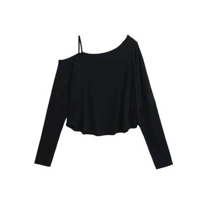 Cold Shoulder Long-Sleeve Top in Solid Style