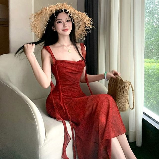 Sleeveless Sweetheart Neckline Lace Maxi Sheath Dress