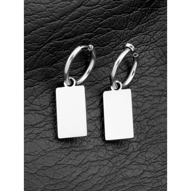 Tag Hoop Drop Earring / Clip On Earring