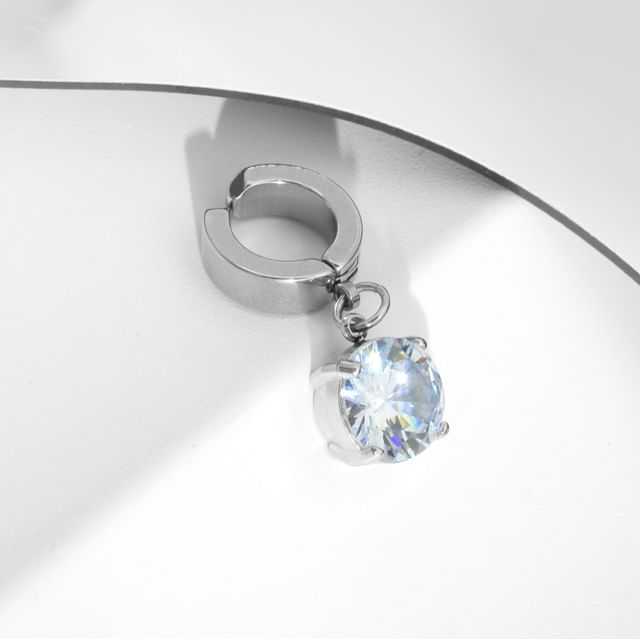Rhinestone Hoop Drop Earring / Clip On Earring