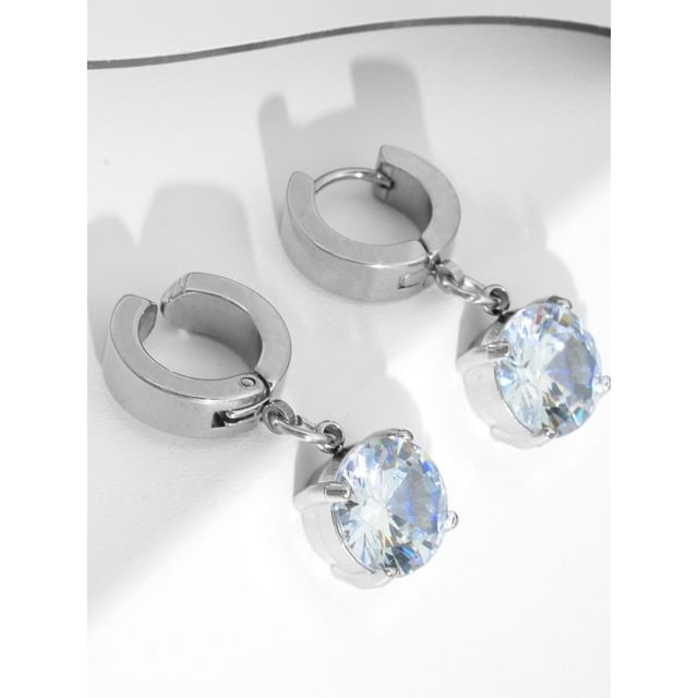 Rhinestone Hoop Drop Earring / Clip On Earring