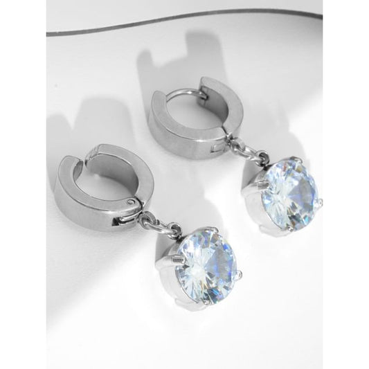 Rhinestone Hoop Drop Earring / Clip On Earring