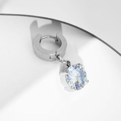 Rhinestone Hoop Drop Earring / Clip On Earring