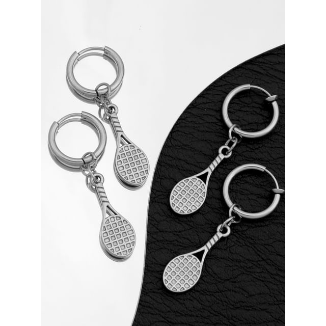 Racket Hoop Drop Earring / Clip On Earring