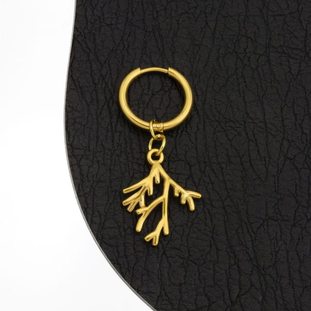Branch Hoop Drop Earring / Clip On Earring