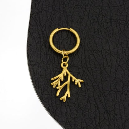 Branch Hoop Drop Earring / Clip On Earring